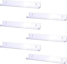 Sooyee Clear Acrylic Shelves 6 pk 15  Floating Wall Mounted Shelves display Book