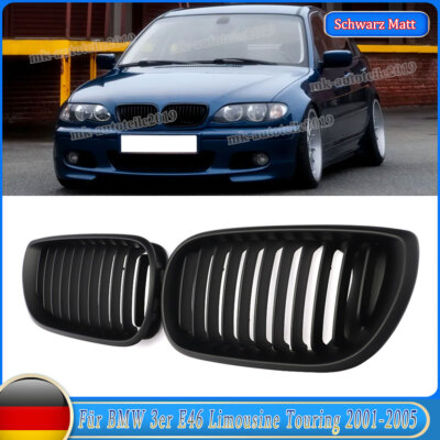 Sport Kühlergrill Grill Nieren für BMW 3er E46 Limousine Touring 01-05 Schwarz