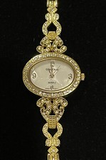 Cote d' Azur Watch Women Gold Tone Bling Bezel New Battery