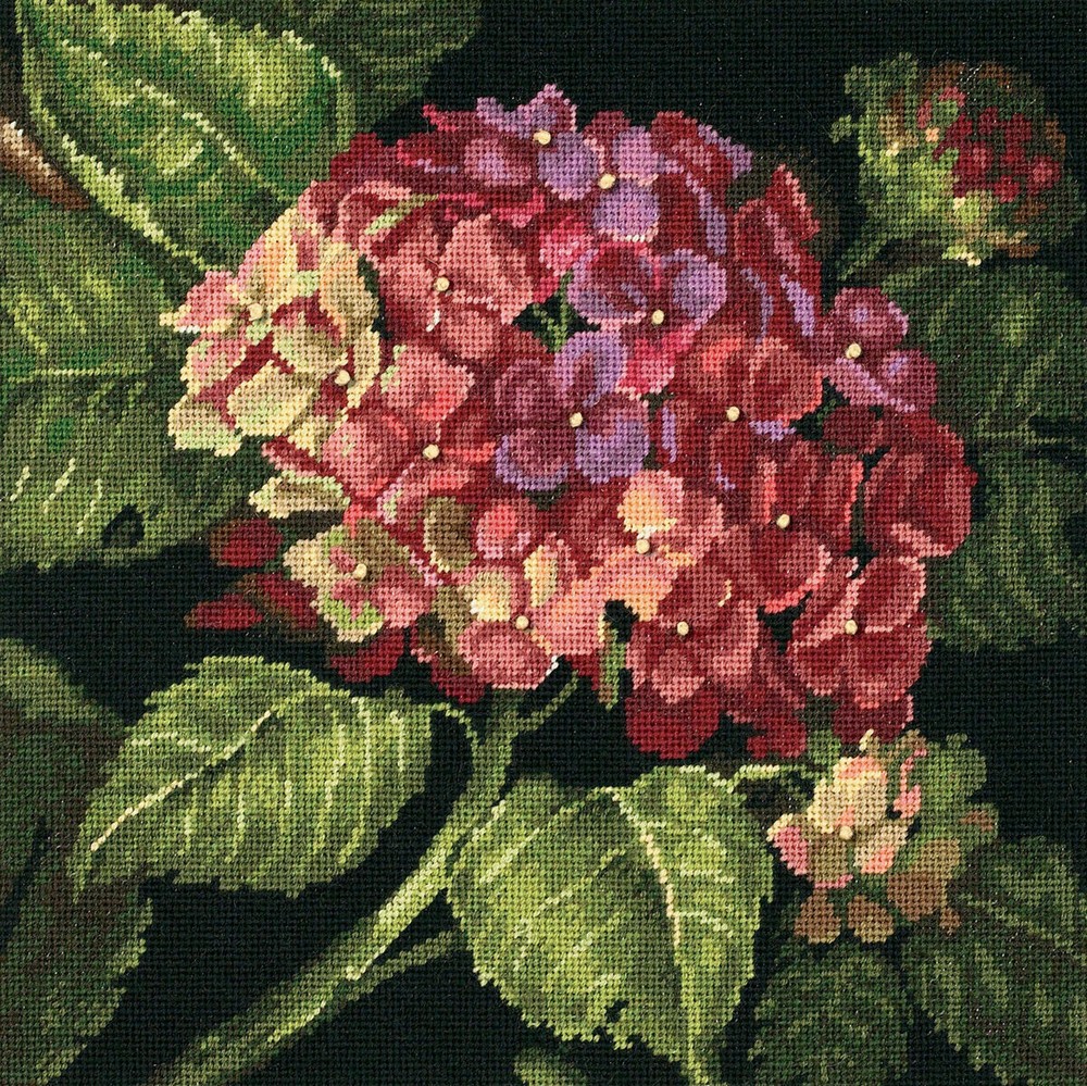 20053 Hydrangea Bloom Needlepoint Kit 14x14in 12 Mesh Canvas New