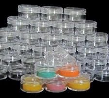 Plastic Cosmetic Jars Empty Beauty Lip Containers Clear Lid 10 Gram Ml (50) 5067
