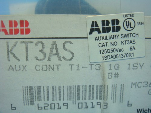 1 NEW ABB KT3AS AUX. CONT. T1-T3, 1Q, 1SY, UL, NEW IN FACTORY PACKAGING - Picture 5 of 8