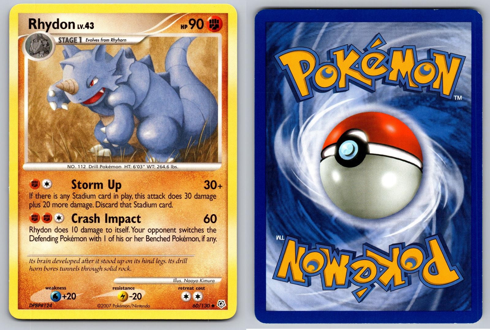 RHYDON 60/130 UNCOMMON DIAMOND & PEARL POKEMON NM/M