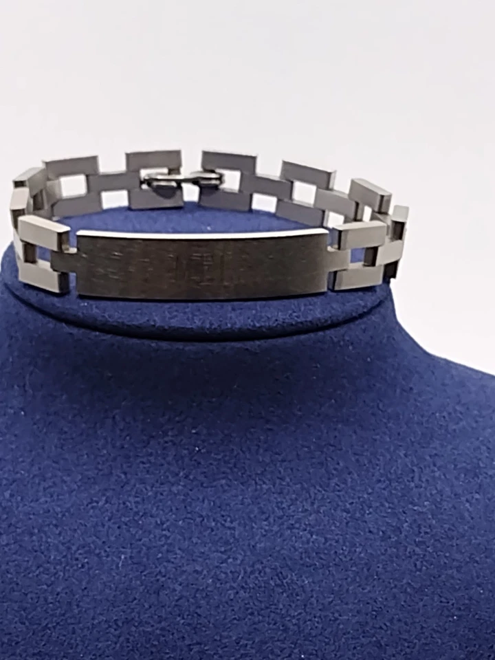 Pulsera de identificación Speidel vintage para hombre grabada "MEL" acero inoxidable cepillado 8 pulgadas Foto 4 de 4