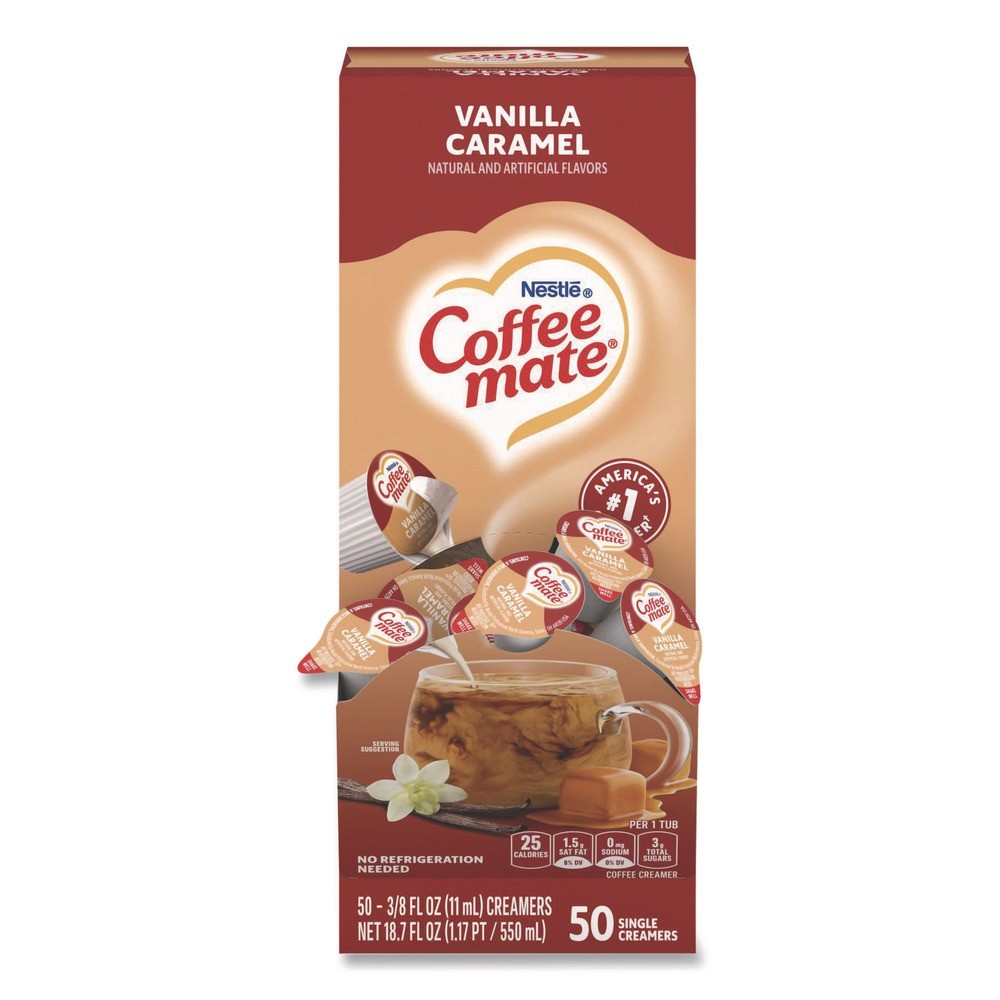 Coffee-mate 79129 0.38 oz. Liquid Coffee Creamer - Vanilla Caramel (50/Box) New