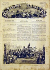 Original Old Antique Print Funeral Magnan Procession French 1865 19th