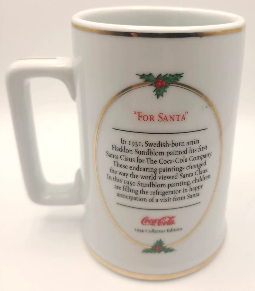 Taza vintage de Coca Cola Santa Navidad 1996 cerámica dorada Foto 2 de 2