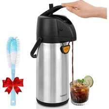 Airpot Coffee Dispenser Stainless Steel 3L Hot Cold Water Pump Leak Proof