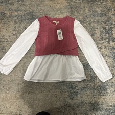 Macys Sweater Pink And White Girls Kids 11-12