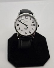 Timex Indiglo Date White Dial Black Leather Strap 38mm Quartz Watch TW2P75600
