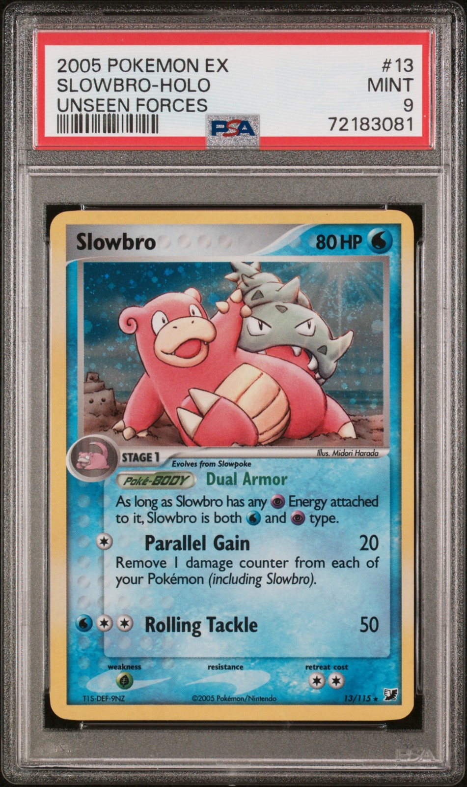 2005 Pokemon Ex Unseen Forces #13 Slowbro Holo Unseen Forces PSA 9 WC