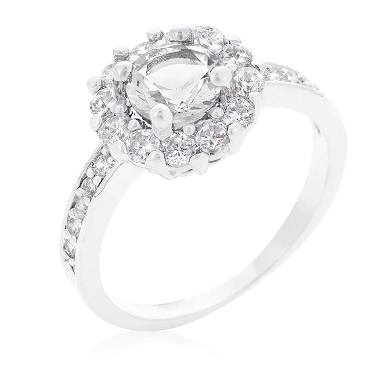 Bella Birthstone Engagement Ring in Clear Size 10
