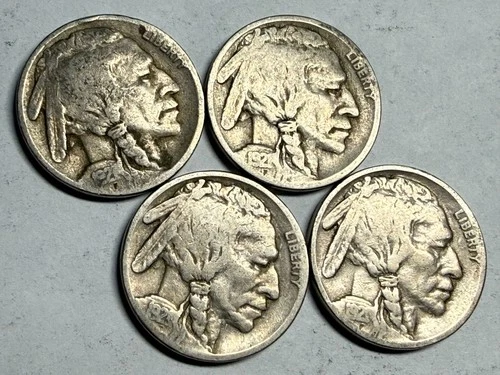 (Lot of 4) 1921 Good-VG Indian Head BUFFALO NICKELS. Exact coins shown. #q3