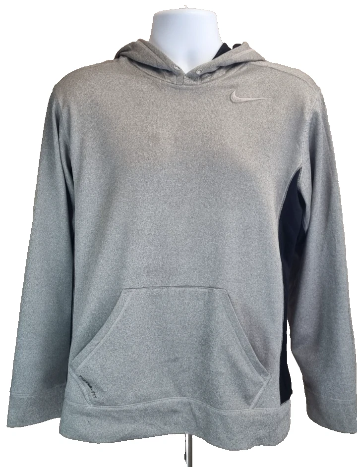 Nike Grey Hoodie Men's Small Therma Fit Long Sleeve Drawstring Sports Activewear