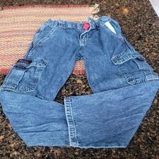 Wrangler Boys Cargo Jeans 7 Regular Blue Denim 100 Cotton Adjustable Waist
