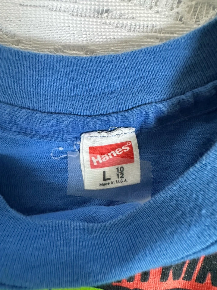 Vintage Youth Ninja Turtles Blue T Shirt In Blue 10-12 Large Hanes USA - Image 3 of 4