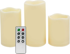 Waterproof Outdoor Battery Operated Flameless Candles with Remote Timer Plastic