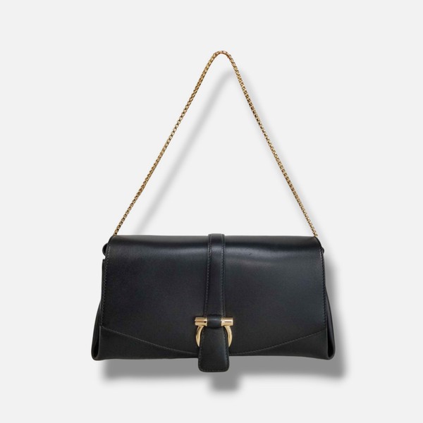Salvatore Ferragamo Women Black Leather Purse Crossbody Hand Bag