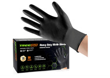 10 Mil Black Nitrile Gloves Heavy Duty   Diamond Texture Grip, Latex Free Dispos
