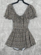 Urban Outfitters Jessa Off The Shoulder Floral Romper In Black Floral Size Large