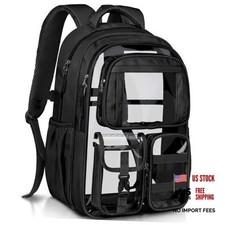 Clear Backpack for Girls, Heavy Duty Transparent Bookbag for Kids, See Black