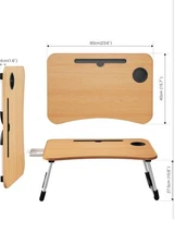 Foldable Laptop Lap Desk Bed Desk Breakfast Couch Tray w/ USB Ports Home Travel