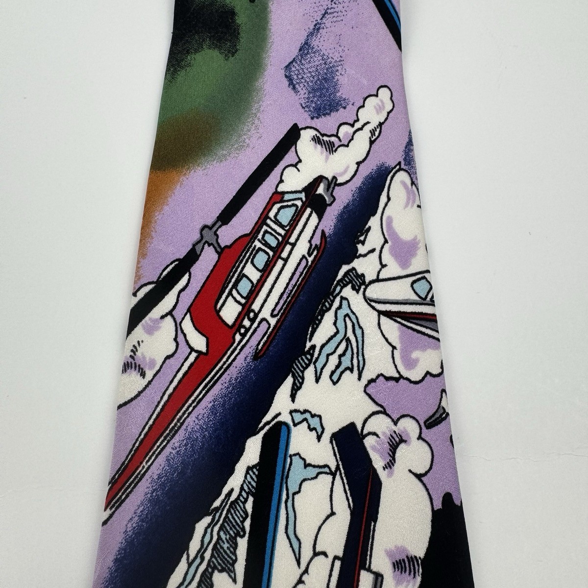 VTG Bell Helicopter Texas Novelty Silk Tie Helicopter Aviation Scenic 1994 View 2