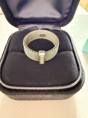 Tiffany and Co Somerset Mesh Ring Sterling Silver Size R - Image 1 of 4