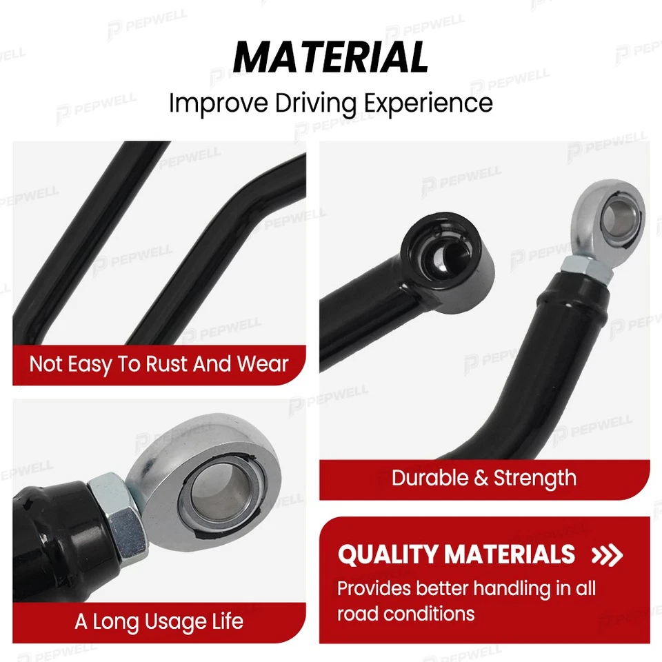 Super ATV High Clearance Rear Radius Arms Rods for Polaris RZR XP 4 1000 Black Foto 3 de 4