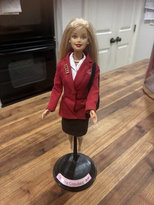 Barbie Star Consultant Fashion Doll Blonde Hair Blue Eyes Red Blazer Stand