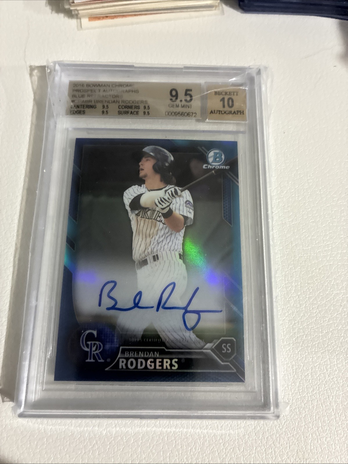 2016 Bowman - Chrome Prospect Autographs Brendan Rodgers Blue Refractor /150 BGS