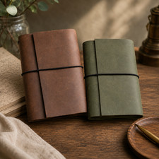 Handmade Leather Journal with 3 Notebook, Refillable A6 Full Grain Leather