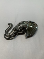 Vtg 80s Elephant Belt Buckle Silvertone 5  Belt Loop 2  