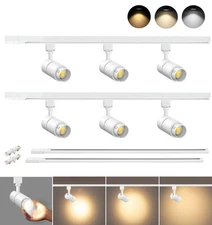 VANoopee 6 LED Track Lights Kit Zoomable Dimmable 3 Color with H Rail 6.6FT