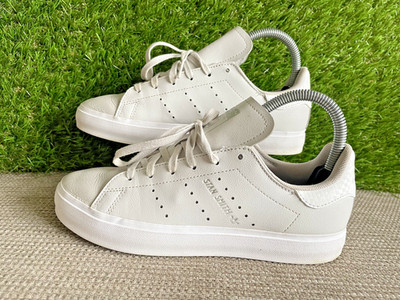 Adidas Stan Smith Damen-Ledersneaker grau elfenbeinfarben UK-Größe 4