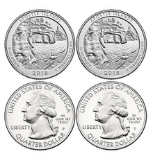 2x 2018 America The Beautiful $ Quarters Apostle Islands (WI) P&D BUNC coins
