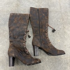 Vintage Y2K Monique Chunky Platform Leather Suede Boots Heels Lace Up Bratz 10 M