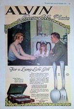 Anuncio original de colección de 1918: cubiertos de plata Alvin Long Life Plate #Life Gift