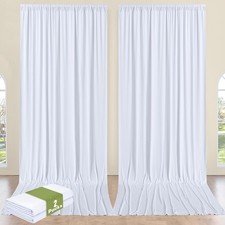 10ftx14ft White Backdrop Curtain for Wedding Parties Wrinkle Free 2 Panels