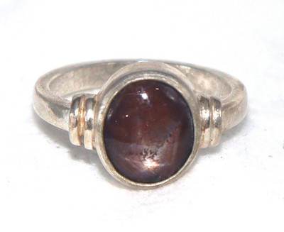 Natürlicher 6-Strahlen Star Ruby Ring 925 Sterling Silber Damenring Oval Stein