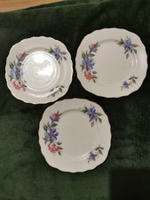 Vintage, Crown Regent, Bone China Cake/Sandwich Plate Plates, Floral, Set of 3
