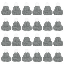 Mini Christmas Knit Hats, 24Pcs Miniature Doll Hat, Gray