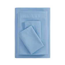 Mainstays Basic Value Microfiber Bed Sheet Set, Light Blue, Queen, 4 Piece