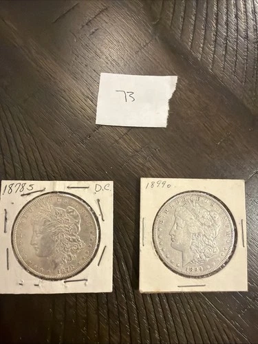 Set Of 2 Pluribus 1878 & 1890 Silver One Dollar US Coin Lot 73