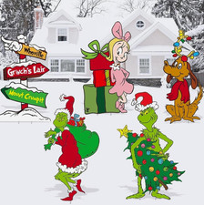 Grinch Whoville Christmas Character Yard Sign Decor 5 Pieces Set 15.5" Tall New