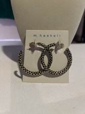 Signed Miriam Haskell Hoop Earrings Rhineston...