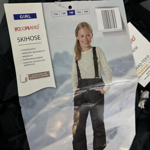 ✅ Skihose Mädchen Schneehose Snowboardhose Wasserdicht Gr. 140 POCOPIANO Schwarz - Bild 1 von 9