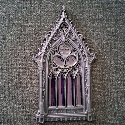 Gothic Cathedral Purple Stained Glass Window Small Decorative Panel or ornament 