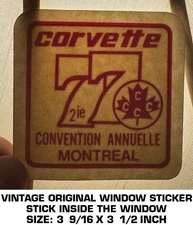 CORVETTE 77 CONVENTION ANNUELLE MONTREAL - WINDOW DECAL STICKER-VINTAGE ORIGINAL