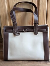  New Sisters Belted Handbag by Longaberger Ivory with Brown distinct contrast